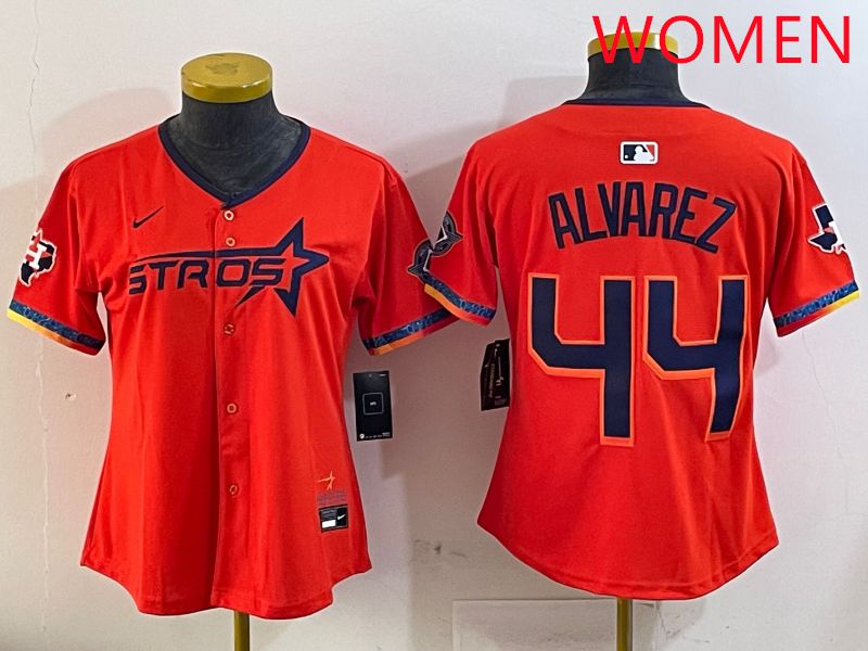 Women Houston Astros 44 Alvarez Orange Fourth generation Joint Name Nike 2025 MLB Jersey style 1
